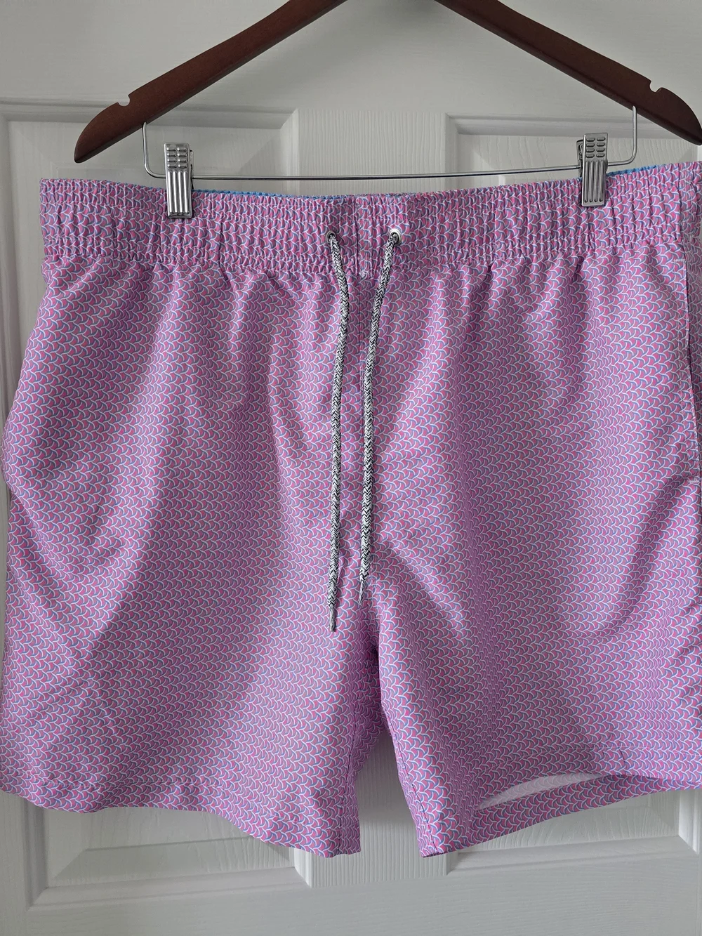Michael’s Men’s Pink Geometric Swim Trunks XL Preppy Beach Shorts